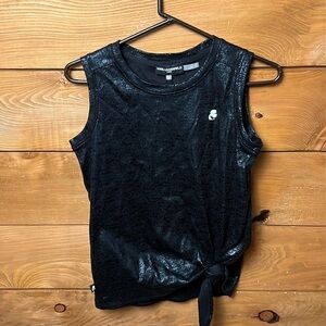 Karl Lagerfeld Paris womens tank blouse XS black event evening cotton casual NWT